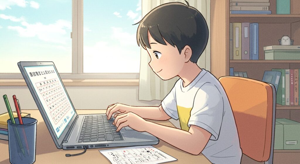 タイピング練習をしている子ども