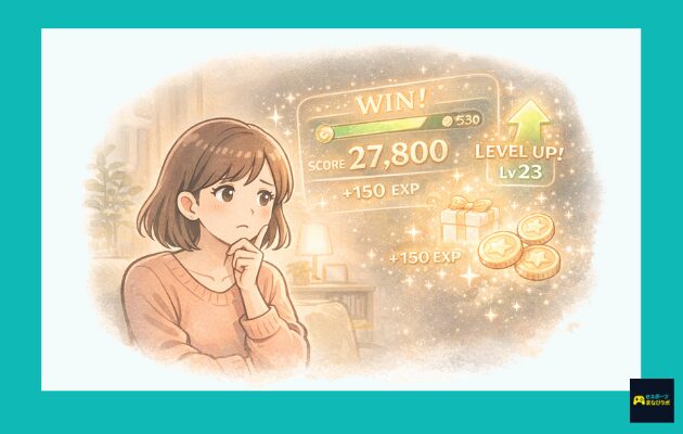 ゲームをしている子どもと、それを見守りながら「これでいいのかな」と考えるママの気持ちを表したイラスト