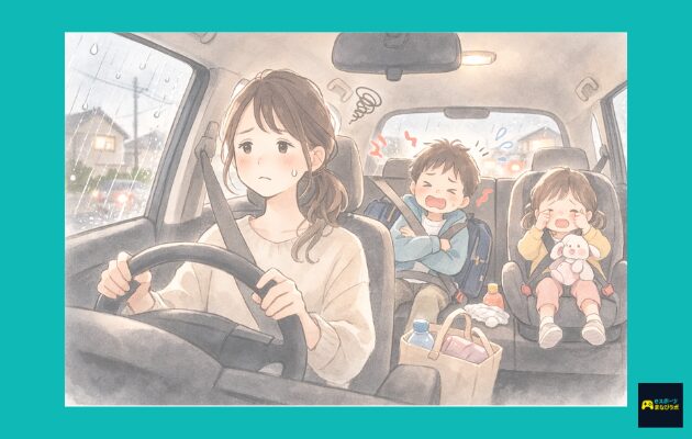 子供の習い事の送迎がきつい地方ママの様子を描いたイラスト