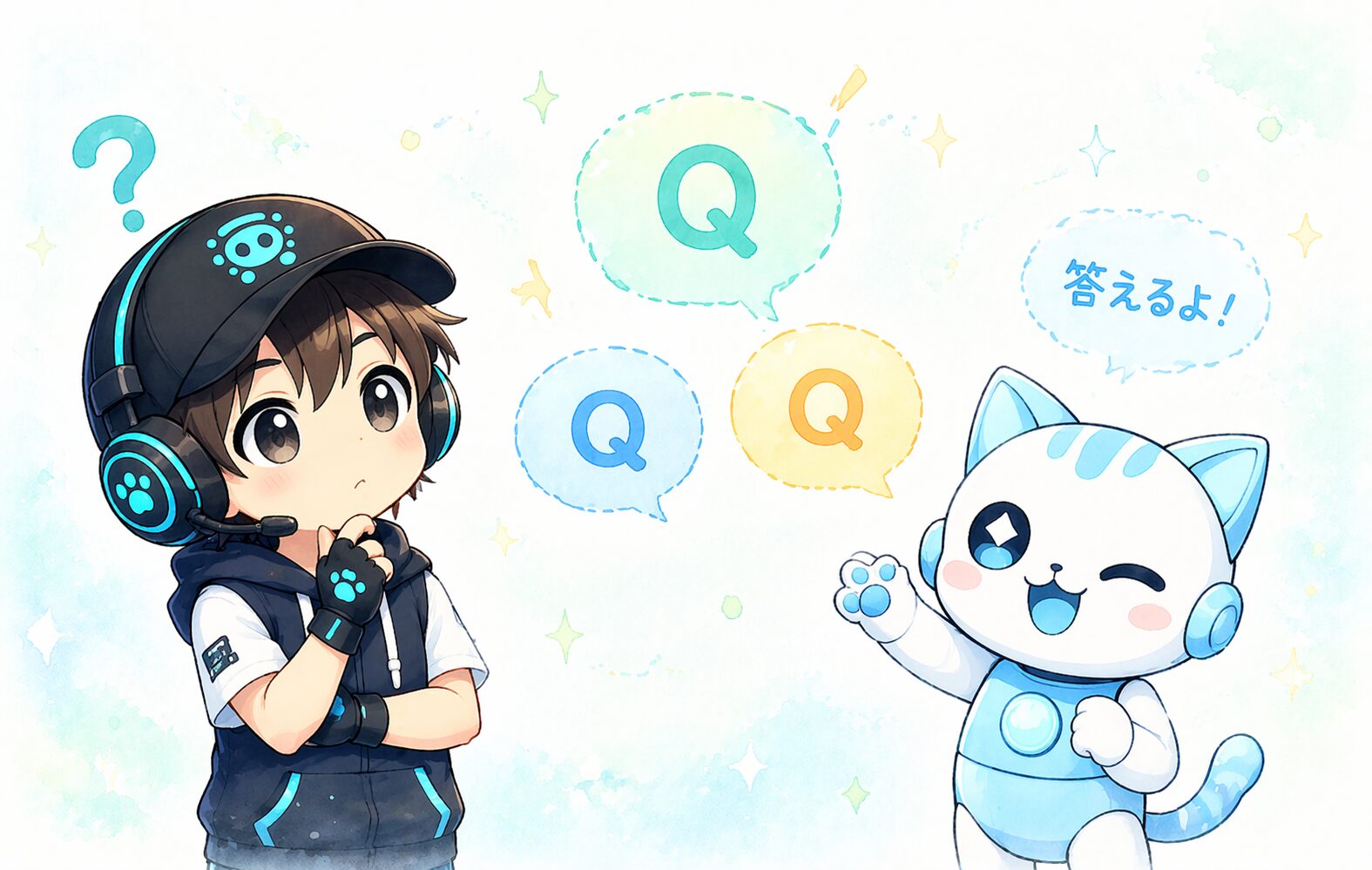 ネオくんとラミィのQ&Aイラスト