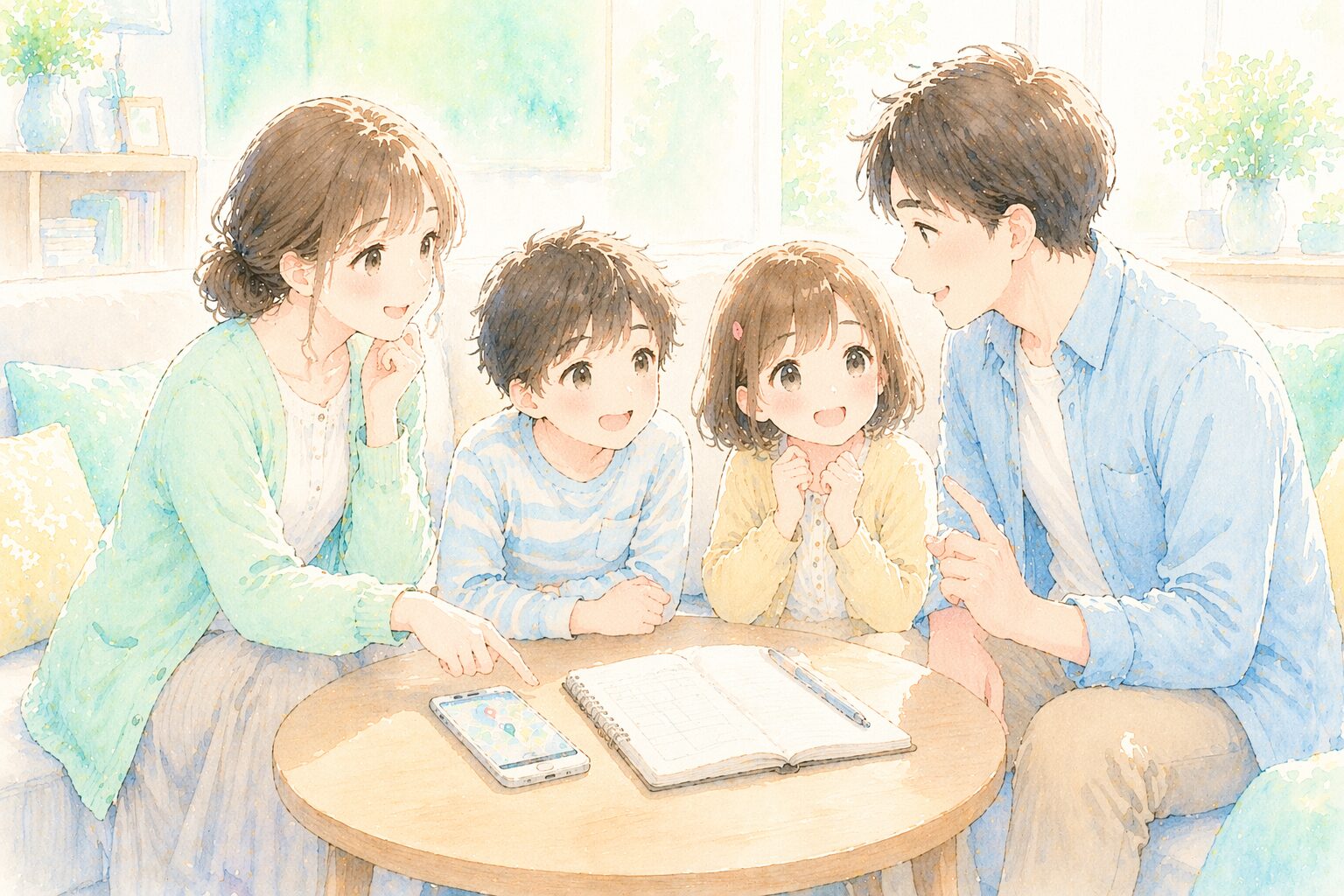 家族で相談しているイメージ