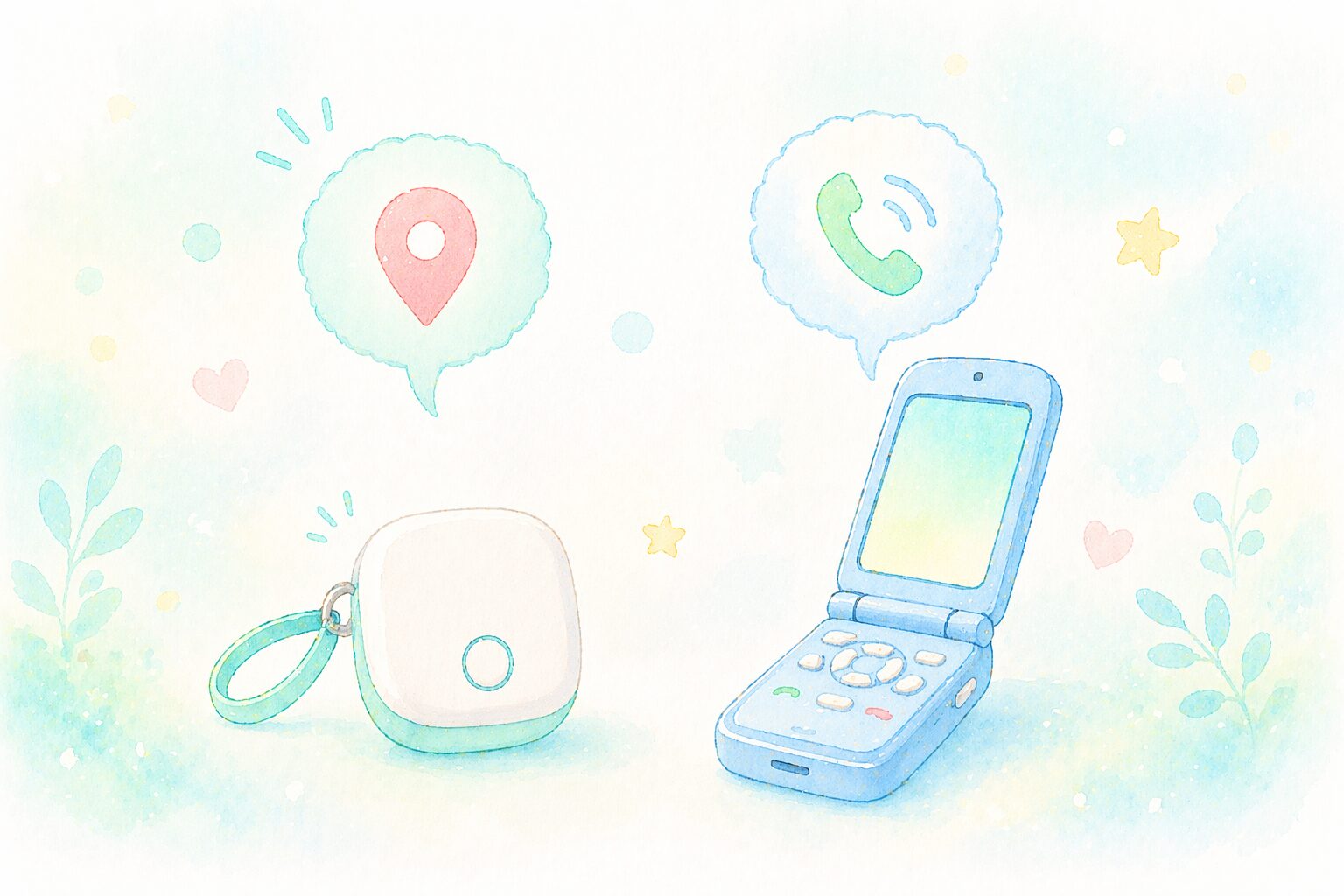 GPSとキッズ携帯を並べたイメージ