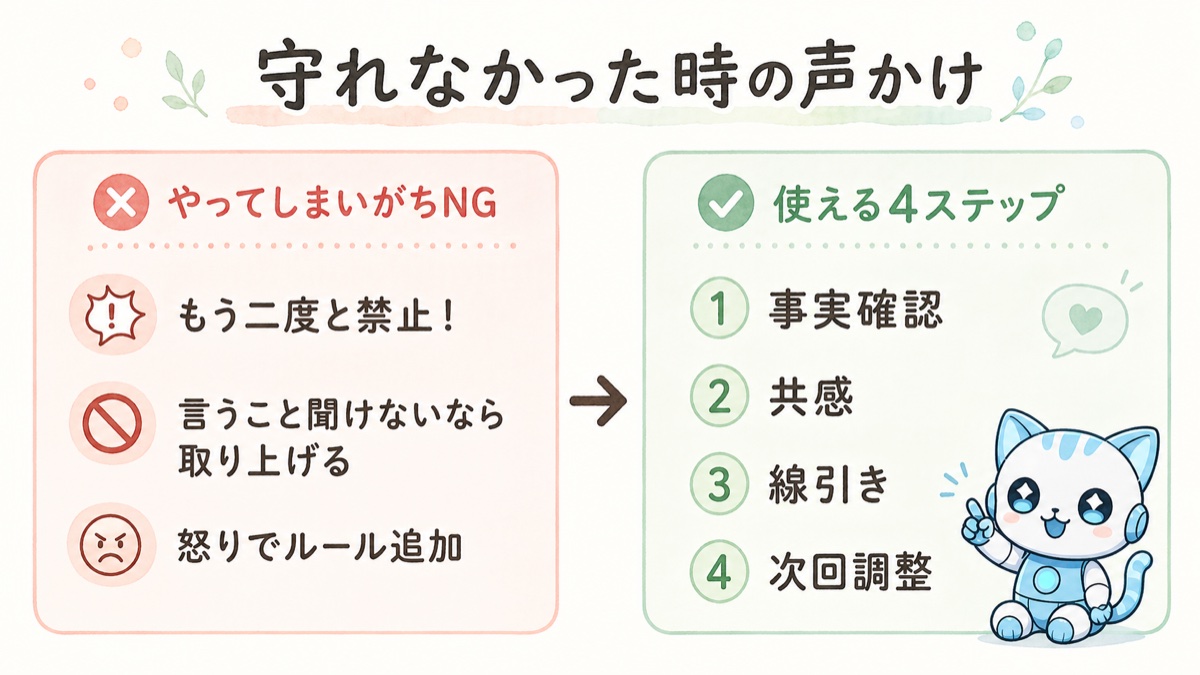 守れなかった時の声かけNGとOKの比較