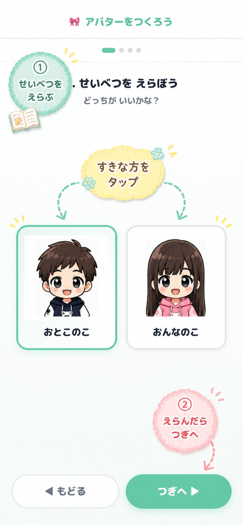 アバター作成 ステップ1：性別選択