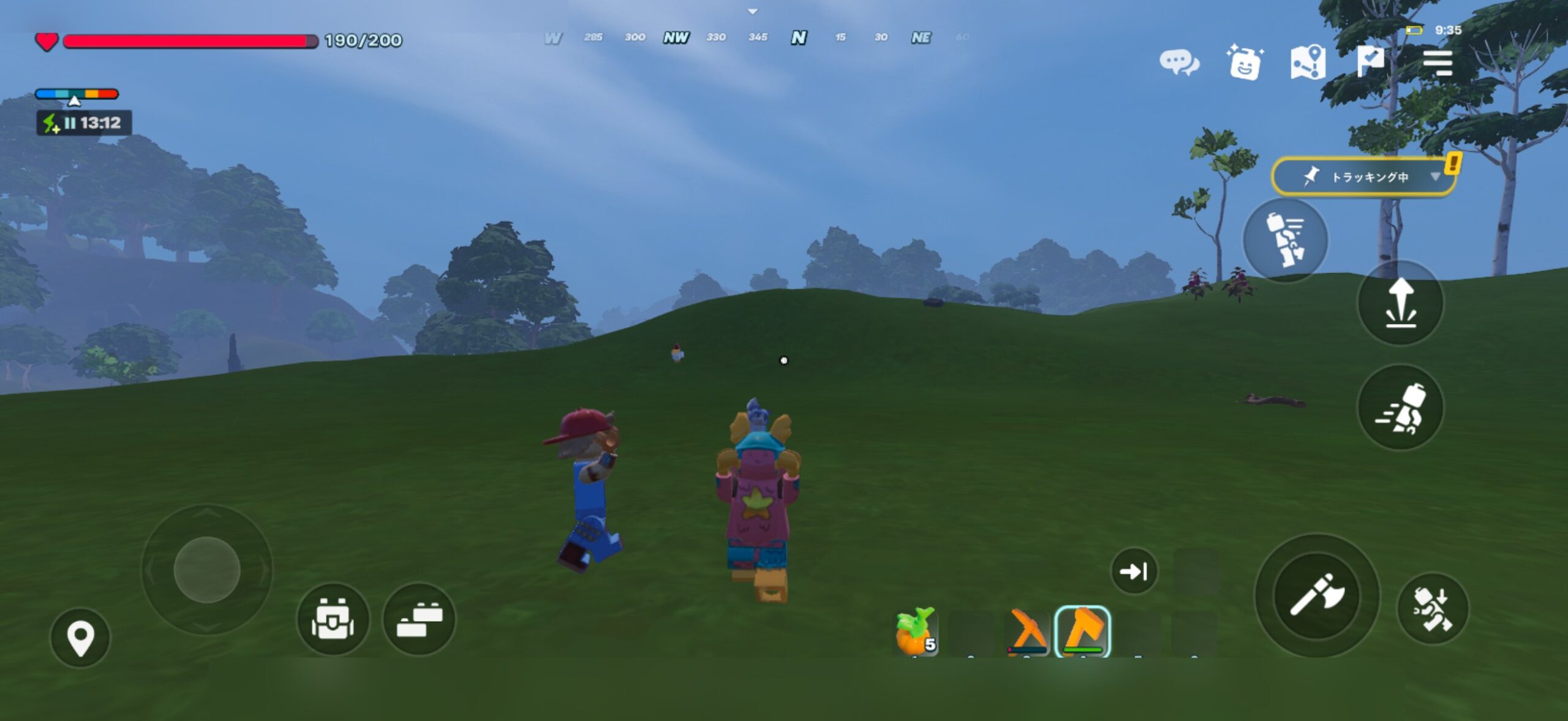 レゴフォートナイトのワールドに降り立ったゲーム画面
