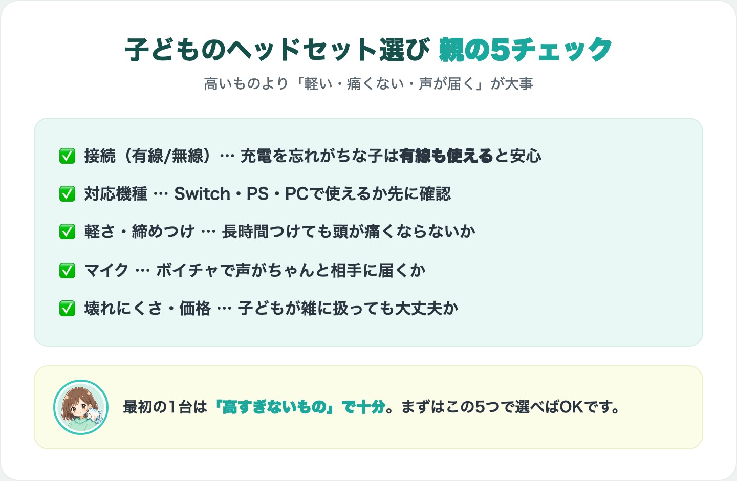 子どものゲーミングヘッドセット選び 親の5チェック