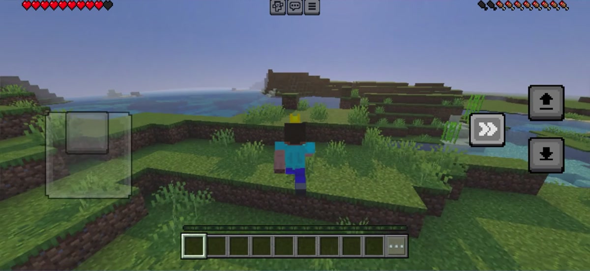 マインクラフトで拠点のまわりを移動している画面