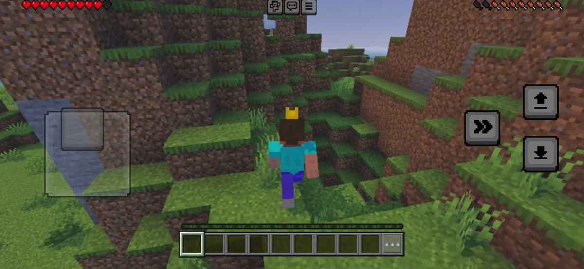 マインクラフトのワールドを探索している画面