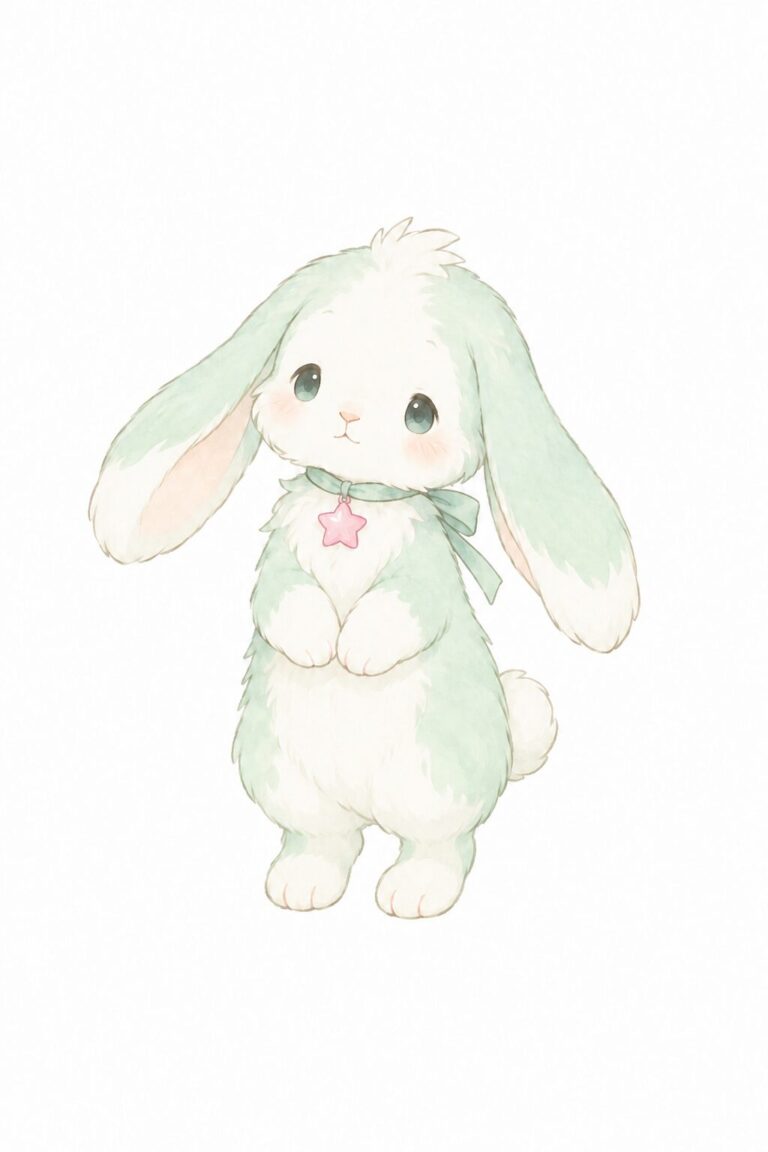 変更後：星のチャームをピンクに変えた同じうさぎ