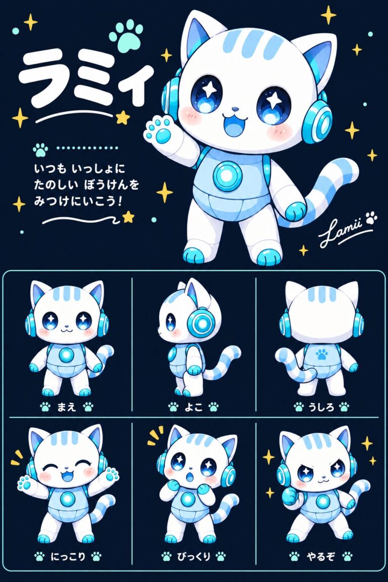 ラミィの「にっこり・びっくり・やるぞ」の3つの表情